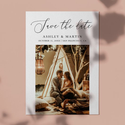 Delikates Minimalistisches Skript | Sauberes Foto  Save The Date