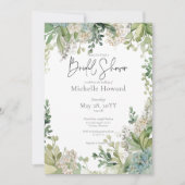 Delikates Modernes Gipskraut Grünes Brautparty Einladung (Vorderseite)