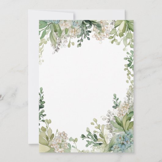 Delikates Modernes Gipskraut Grünes Brautparty Einladung (Rückseite)