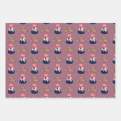 Delikates Muster Karussell Pferd. Rosa und Beige. Geschenkpapier Set (Vorderseite)