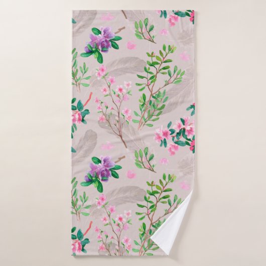 Delikates Muster mit Rhododendron-Blume und Feen Badehandtuch (Badehandtuch)