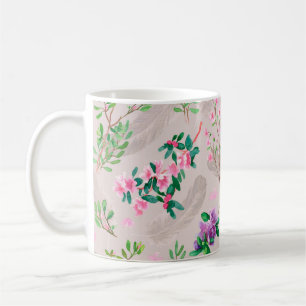 Delikates Muster mit Rhododendron-Blume und Feen Kaffeetasse