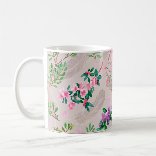 Delikates Muster mit Rhododendron-Blume und Feen Kaffeetasse (Links)