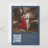 Delikates Navy Blue Gold QR Code UAWG Wedding Foto Einladung (Rückseite)