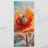 Delikates Orange Blume Lesezeichen Menükarte (Rückseite)