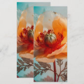 Delikates Orange Blume Lesezeichen Menükarte (Vorne/Hinten)