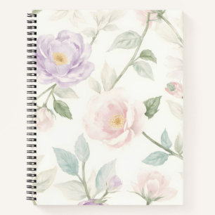 Delikates pastellfarbenes Muster mit Rose und Dais Notizblock