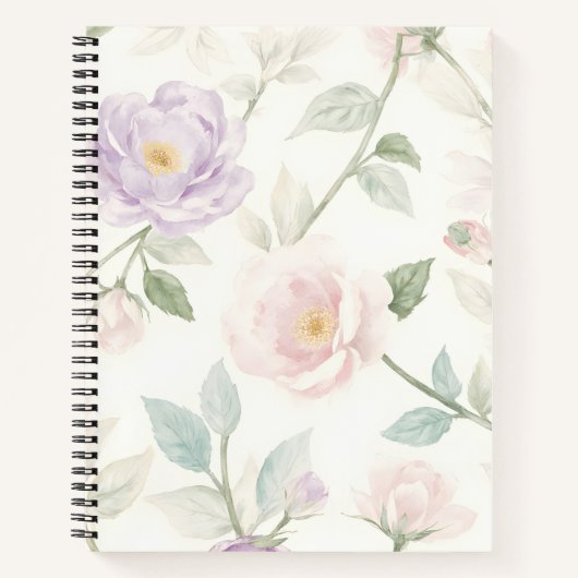 Delikates pastellfarbenes Muster mit Rose und Dais Notizblock (Vorderseite)