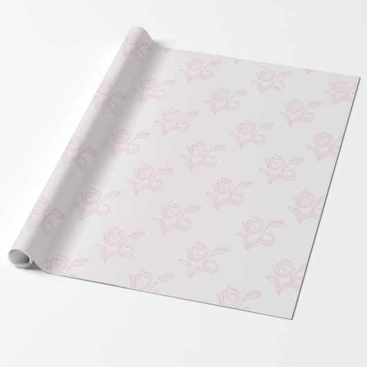 Delikates Pink Tulip Lineart Brautparty Geschenkpapier (Ungerollt)