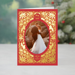 Delikates Poinsettia Roter Oval Rahmen Foto