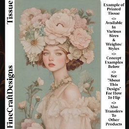 Delikates Portrait Frauen Blume Kopf CP2 Decoupage Seidenpapier