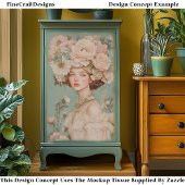 Delikates Portrait Frauen Blume Kopf CP2 Decoupage Seidenpapier