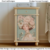 Delikates Portrait Frauen Blume Kopf CP2 Decoupage Seidenpapier