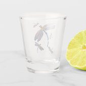 Delikates Rosa und Blauer Flug der Libellen Schnapsglas (Rückseite)