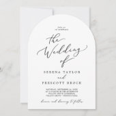 Delikates Schwarz in einem QR-Code-Arch-Hochzeit Einladung (Vorderseite)