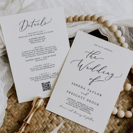 Delikates Schwarz in einem QR-Code Hochzeitscodier Einladung