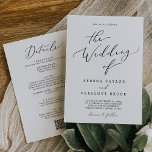 Delikates Schwarz in einer QR-Dinner Hochzeit Einladung<br><div class="desc">Diese zarte schwarze Kalligrafie in einer QR Dinner Hochzeitseinladung ist perfekt für eine moderne Hochzeit. Das romantische minimalistische Design besticht durch eine hübsche und elegante schwarze Typografie auf weißem Hintergrund mit einem sauberen und schlichten Look. Rett Papier, indem man die Details auf der Rückseite der Hochzeitseinladung statt auf einer separaten...</div>