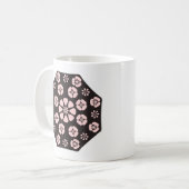 Delikates Schwarz/Rosa Blumendesign Kaffeetasse (Vorderseite Links)