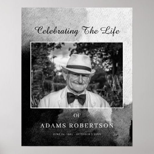 Delikates Schwarz-Weiß-Begräbnis Begrüßungs-Foto Poster (Vorne)