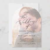 Delikates Schwarzes verblichenes Foto Moderne Arch Einladung (Vorderseite)