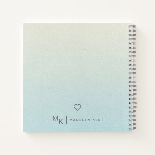 Delikates Script Gradient Blue Green Personalisier Notizblock (Rückseite)