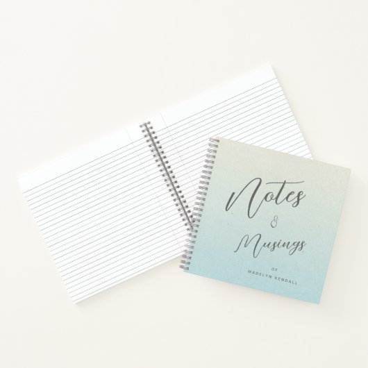 Delikates Script Gradient Blue Green Personalisier Notizblock (Innenseite)