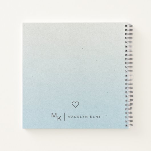 Delikates Script Gradient Blue Personalisiert Notizblock (Rückseite)