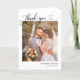 Delikates Script Heart Wedding Foto Danke Karte