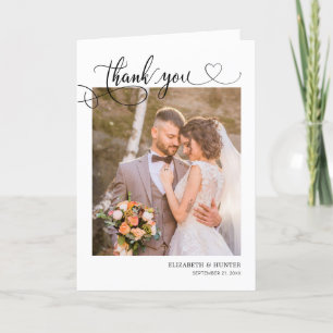 Delikates Script Heart Wedding Foto Danke Karte