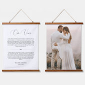 Delikates Script Wedding Vows Anniversary Foto Wandteppich Mit Holzrahmen (Doppelt)