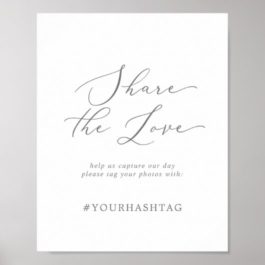 Delikates Silber teilen die Liebe Hochzeit Hashtag Poster (Vorne)