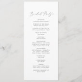 Delikates Silver Calligraphy Wedding Program Programm (Rückseite)