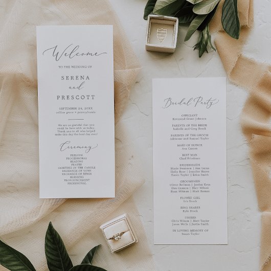 Delikates Silver Calligraphy Wedding Program Programm