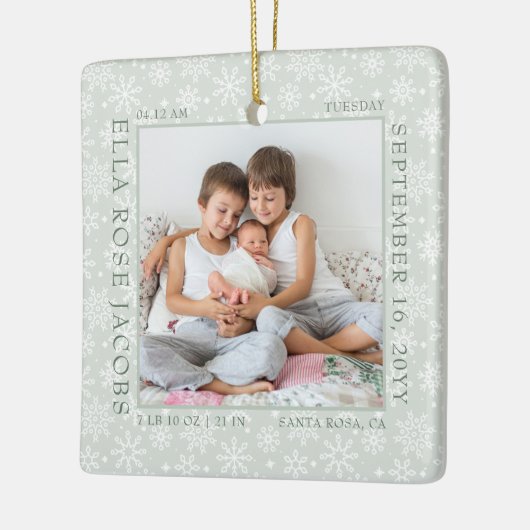 Delikates Snowflake Foto Rahmen Baby Birth Stats Keramikornament (Links)
