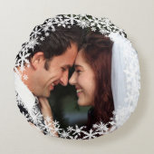 Delikates Snowflake Foto Rundes Kissen (Vorderseite)