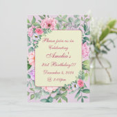 Delikates Summer Garden Party Floral Geburtstag Einladung (Stehend Vorderseite)