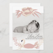 Delikates Swan Baby Floral Pink Custom Foto Ankündigung (Vorne/Hinten)