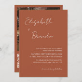 Delikates Terracotta QR Code UAWG Wedding Foto Einladung (Vorne/Hinten)