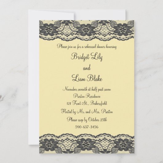 Delikates und Lacy Probe Dinner (gelb) Einladung (Vorderseite)