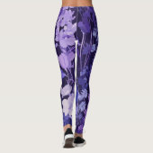 Delikates violettes Blütenmuster 🌸 dunklen Hinter Leggings (Rückseite)
