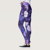 Delikates violettes Blütenmuster 🌸 dunklen Hinter Leggings (Links)