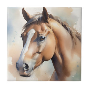 Delikates Watercolor Pferd Portrait in Weich Paste Fliese