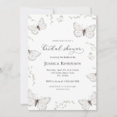 Delikates White Butterfly Garden Brautparty Einladung (Vorderseite)