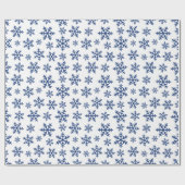 Delikatesse Blaue Schneeflocke Winter Weißes nahtl Geschenkpapier (Flach)