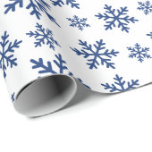 Delikatesse Blaue Schneeflocke Winter Weißes nahtl Geschenkpapier (Rolleneckpunkt)