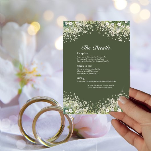 Delikatesse Blumenbeete Olive Green Details Card Einladung
