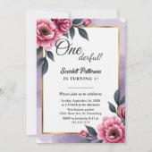 Delikatesse Botanische Aquarellblüte 1. Geburtstag Einladung (Vorderseite)