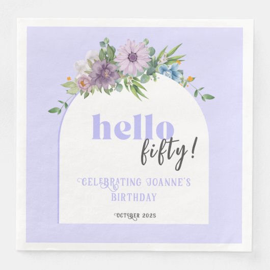 Delikatesse Florals Lavendel 50. Geburtstag Serviette (Vorderseite)