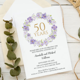 Delikatesse Lavendel Blumengarten 50. Hochzeit Einladung
