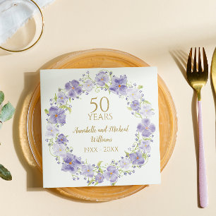 Delikatesse Lavendel Blumengarten 50. Hochzeit Serviette